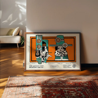 Queen City Printing Inks Vintage Poster - Green & Orange Figures Print