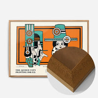 Queen City Printing Inks Vintage Poster - Green & Orange Figures Print