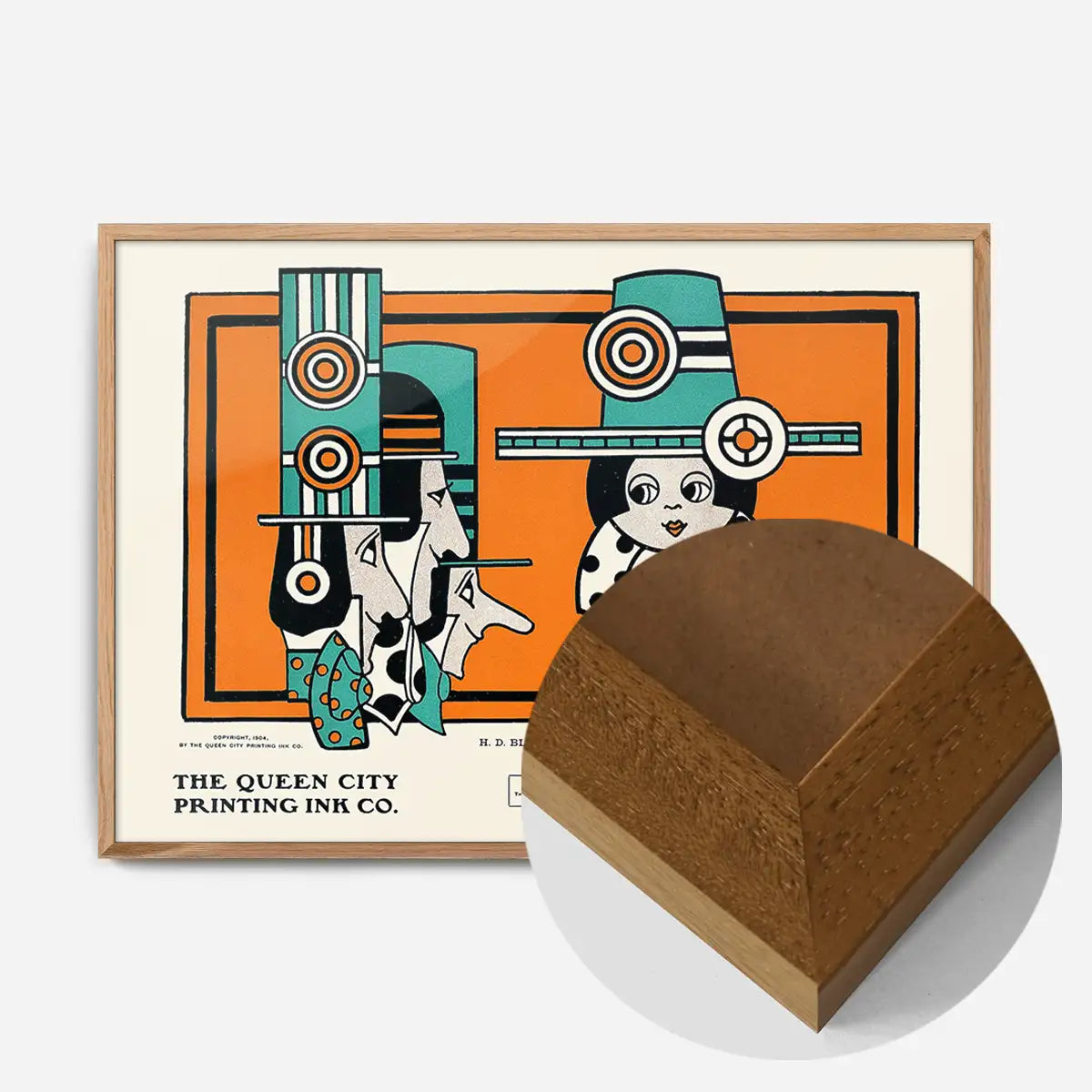 Queen City Printing Inks Vintage Poster - Green & Orange Figures Print
