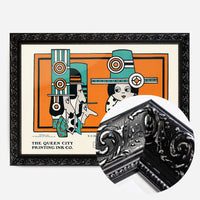 Queen City Printing Inks Vintage Poster - Green & Orange Figures Print