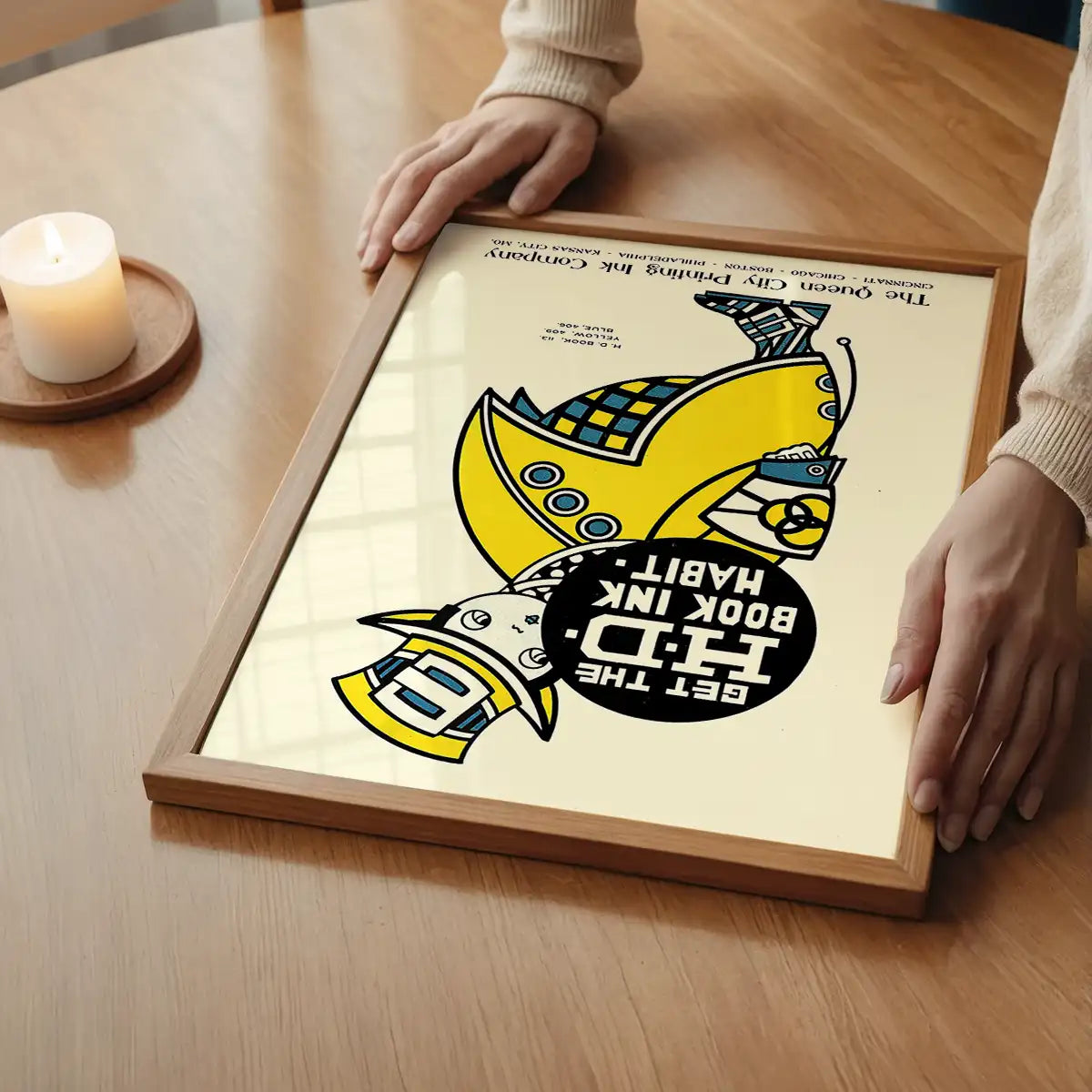 Queen City Printing Inks Vintage Poster - Yellow Man Print
