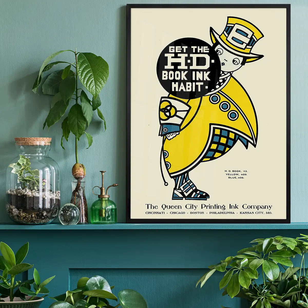 Queen City Printing Inks Vintage Poster - Yellow Man Print