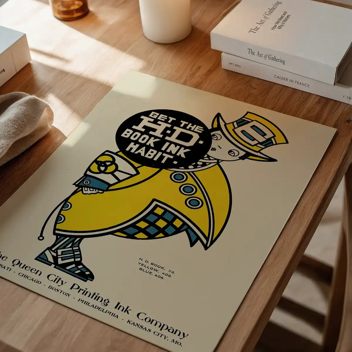 Queen City Printing Inks Vintage Poster - Yellow Man Print
