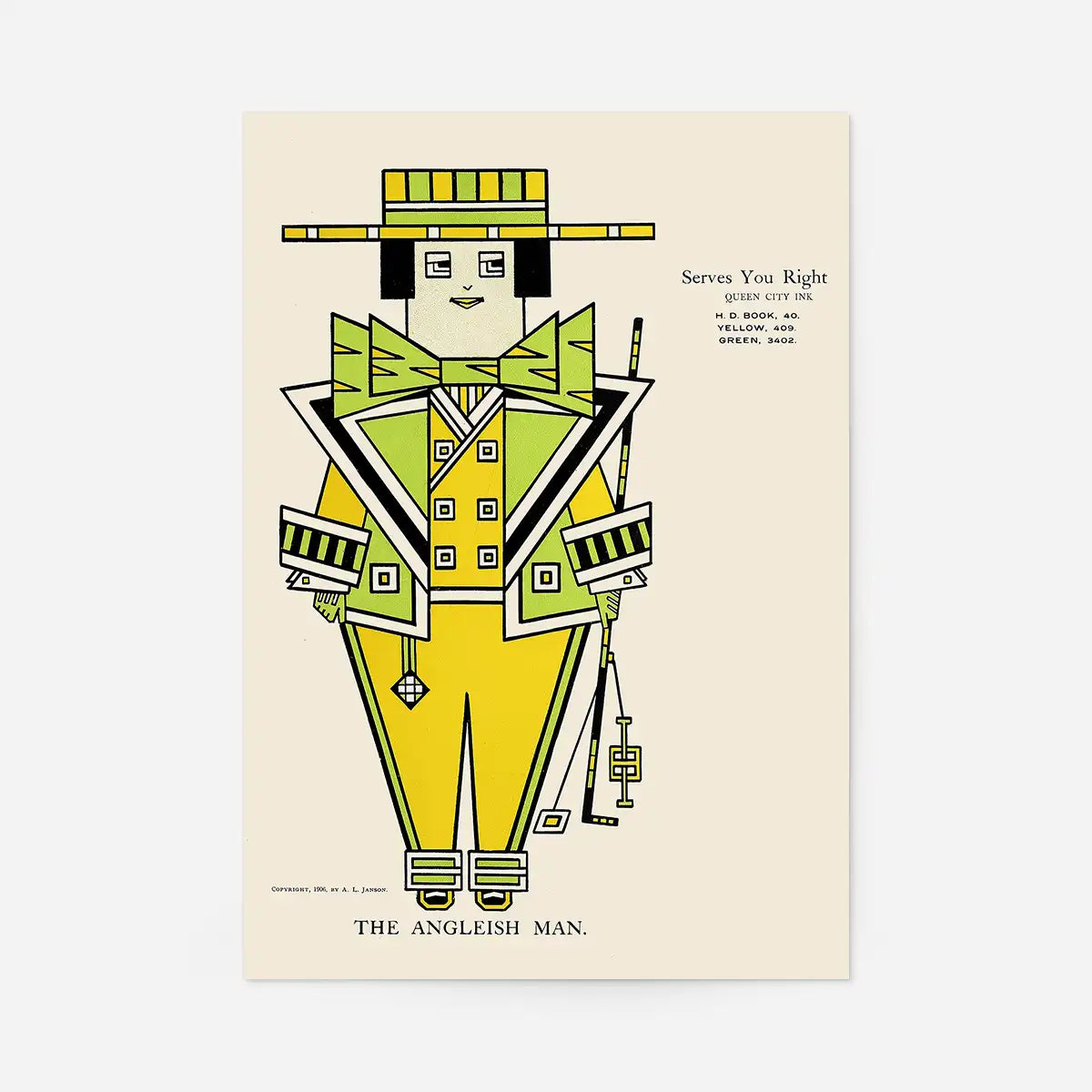 Queen City Printing Inks Vintage Poster - Green Man Print