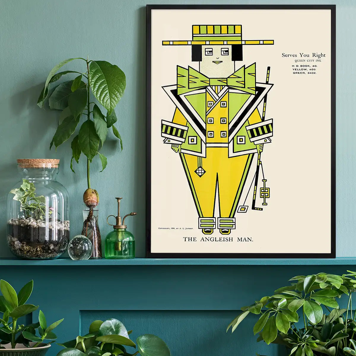 Queen City Printing Inks Vintage Poster - Green Man Print