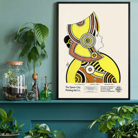 Queen City Printing Inks Vintage Poster - Yellow & Brown Lady Print