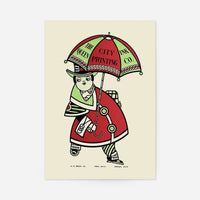 Queen City Printing Inks Vintage Poster - Umbrella Print