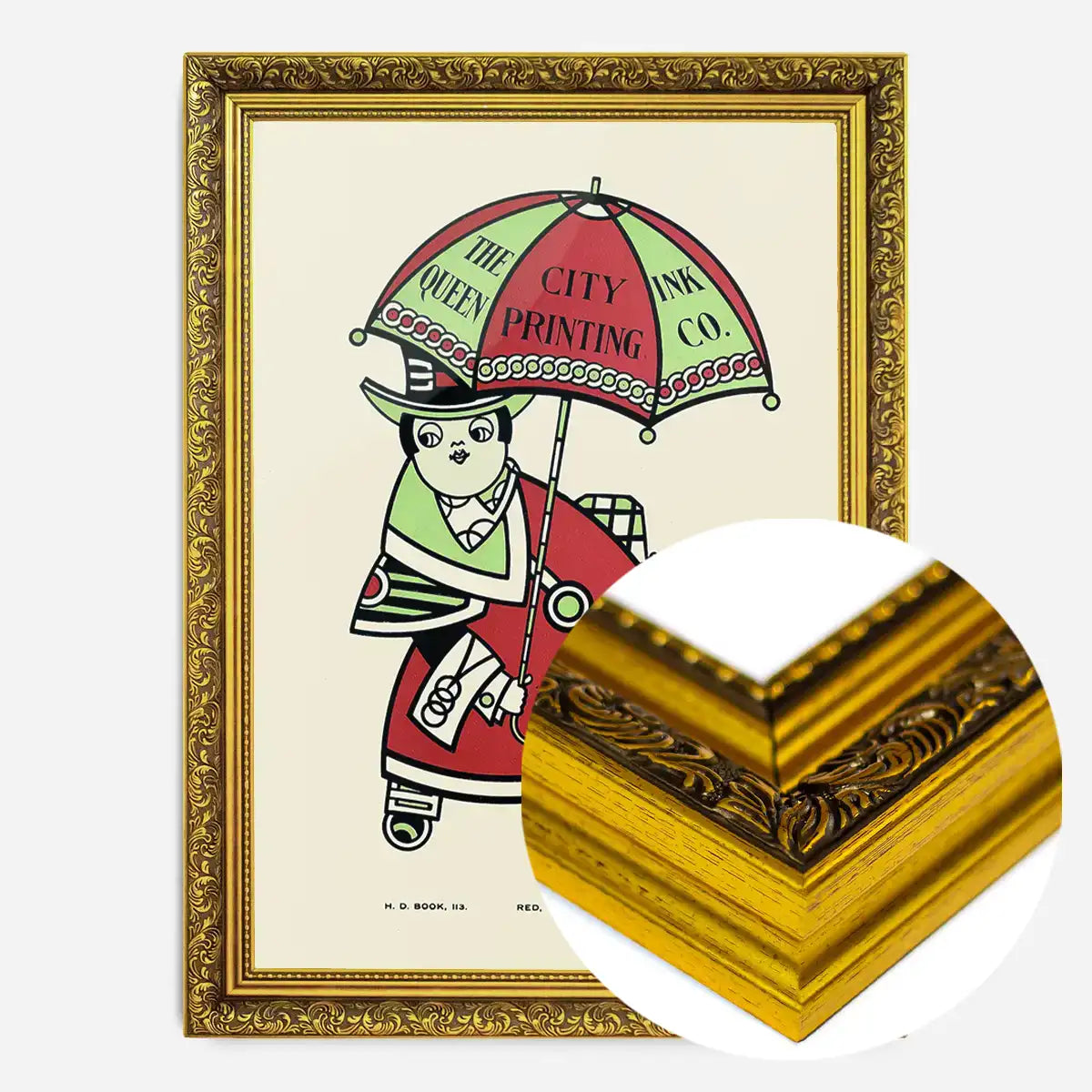 Queen City Printing Inks Vintage Poster - Umbrella Print