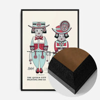 Queen City Printing Inks Vintage Poster - Red & Blue Figures Print
