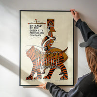 Queen City Printing Inks Vintage Poster - Gold Tiger Print