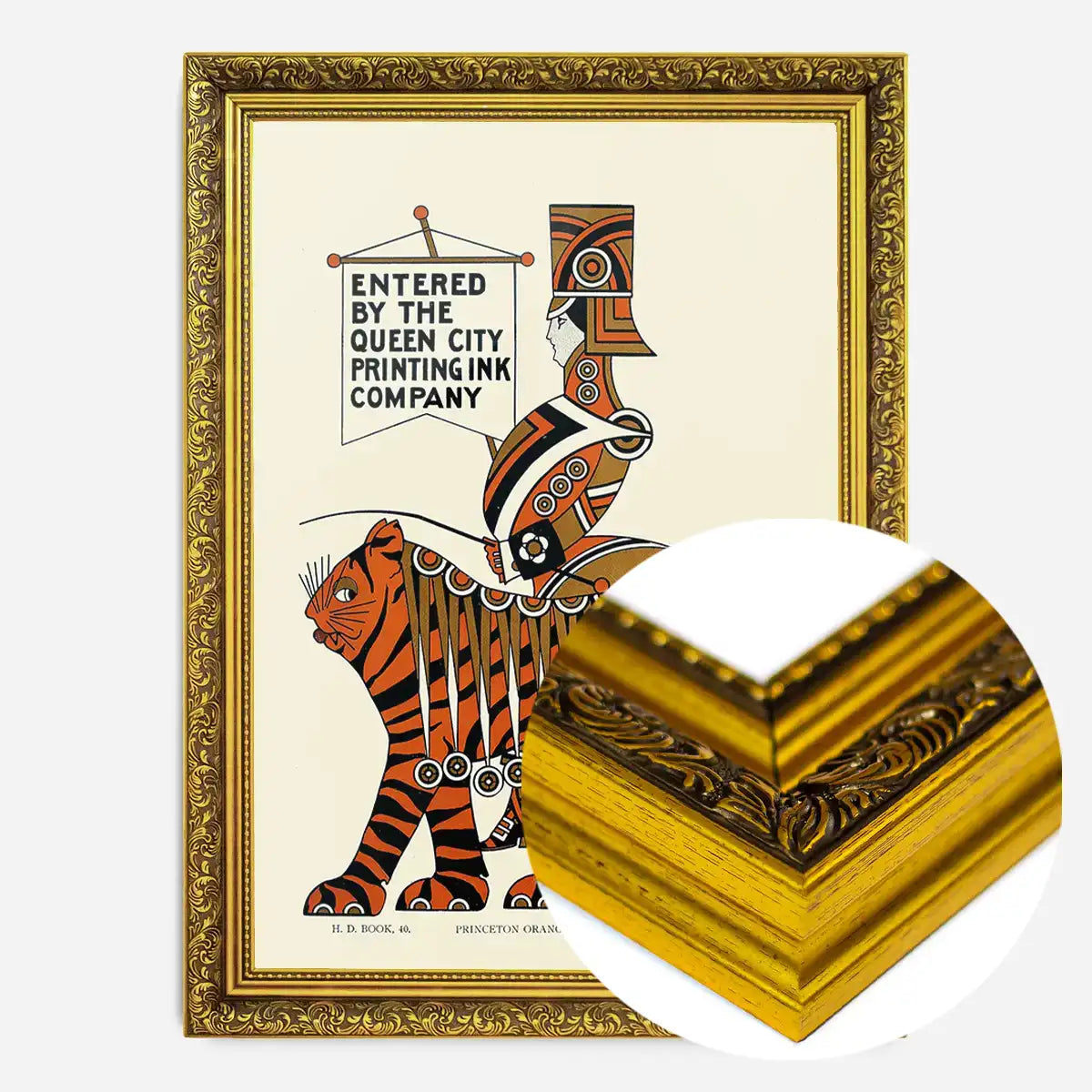 Queen City Printing Inks Vintage Poster - Gold Tiger Print