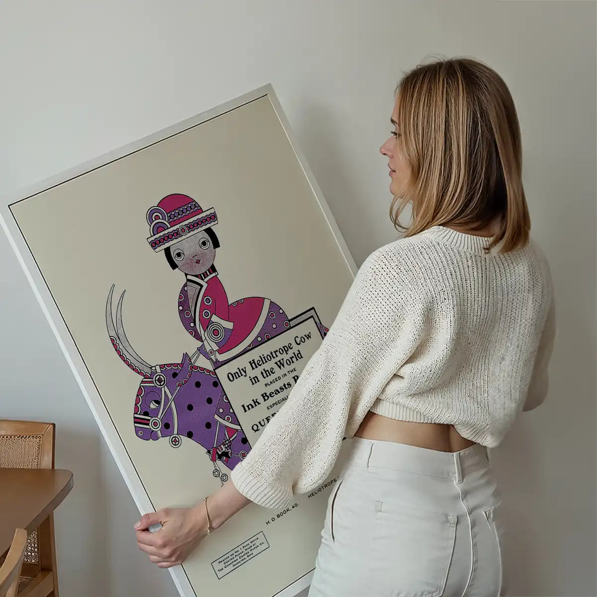 Queen City Printing Inks Vintage Poster - Spotty Pink Cow Print