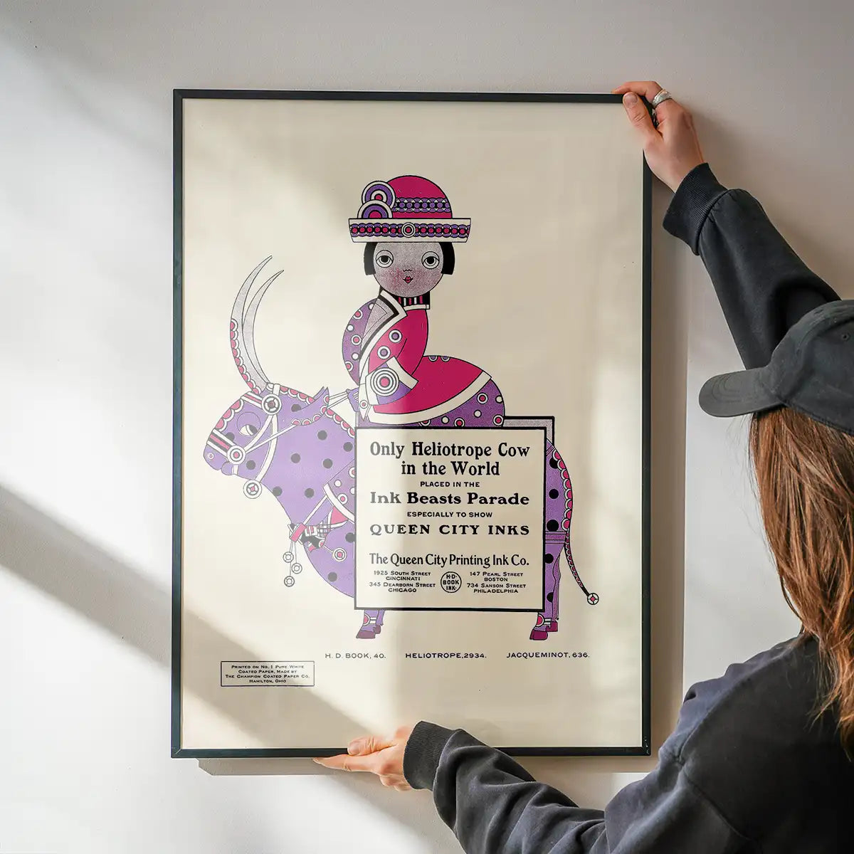 Queen City Printing Inks Vintage Poster - Spotty Pink Cow Print