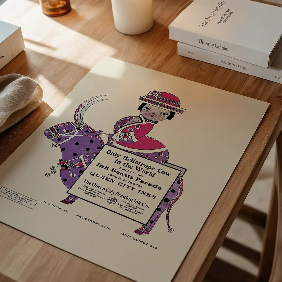 Queen City Printing Inks Vintage Poster - Spotty Pink Cow Print