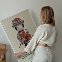 Queen City Printing Inks Vintage Poster - Red & Lavender Lady Print