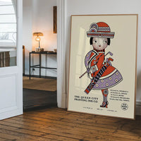 Queen City Printing Inks Vintage Poster - Red & Lavender Lady Print