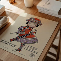 Queen City Printing Inks Vintage Poster - Red & Lavender Lady Print