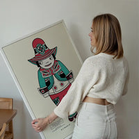 Queen City Printing Inks Vintage Poster - Red & Green Man Print