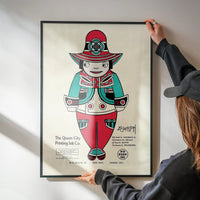 Queen City Printing Inks Vintage Poster - Red & Green Man Print