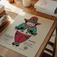 Queen City Printing Inks Vintage Poster - Red & Green Man Print