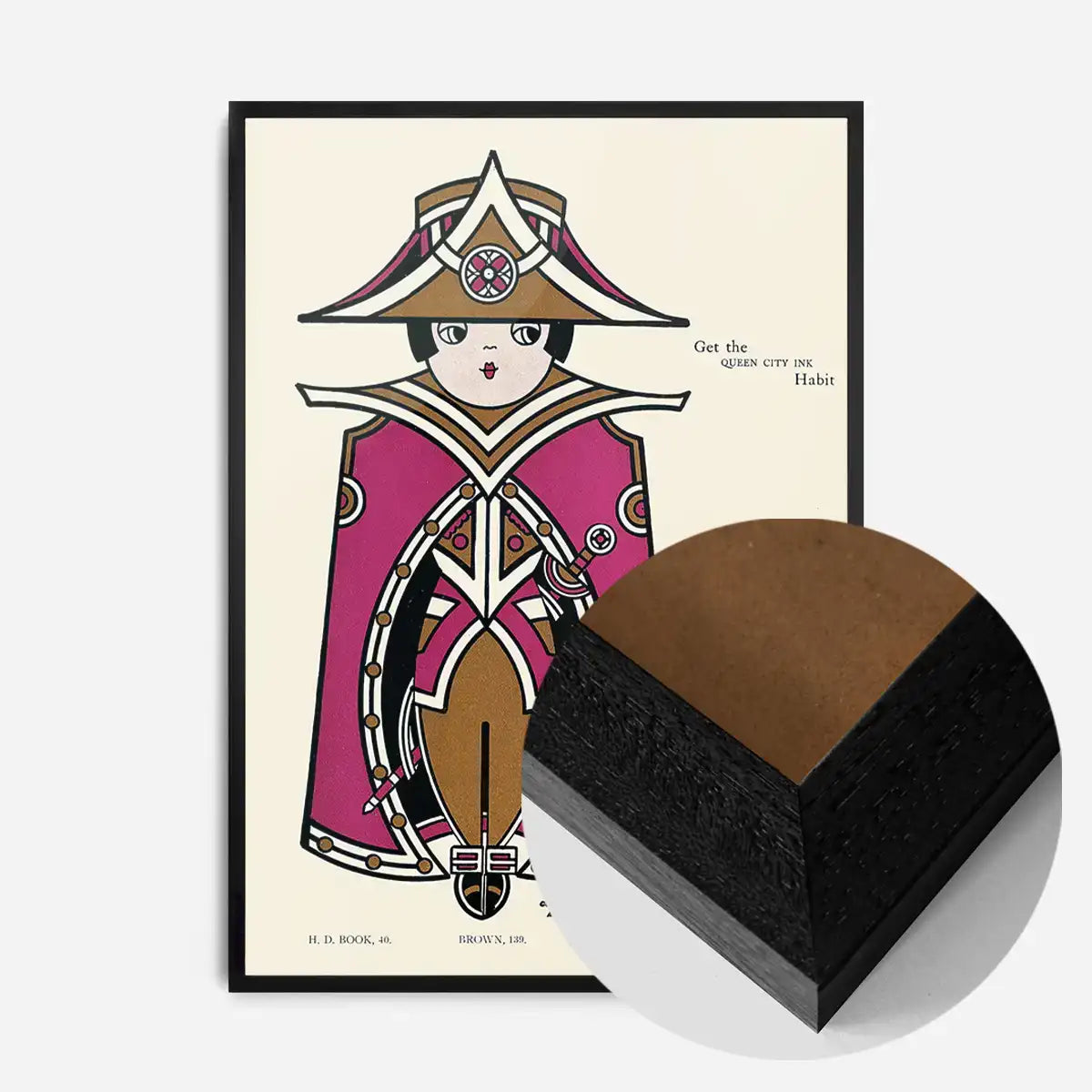 Queen City Printing Inks Vintage Poster - Brown & Magenta Queen Print