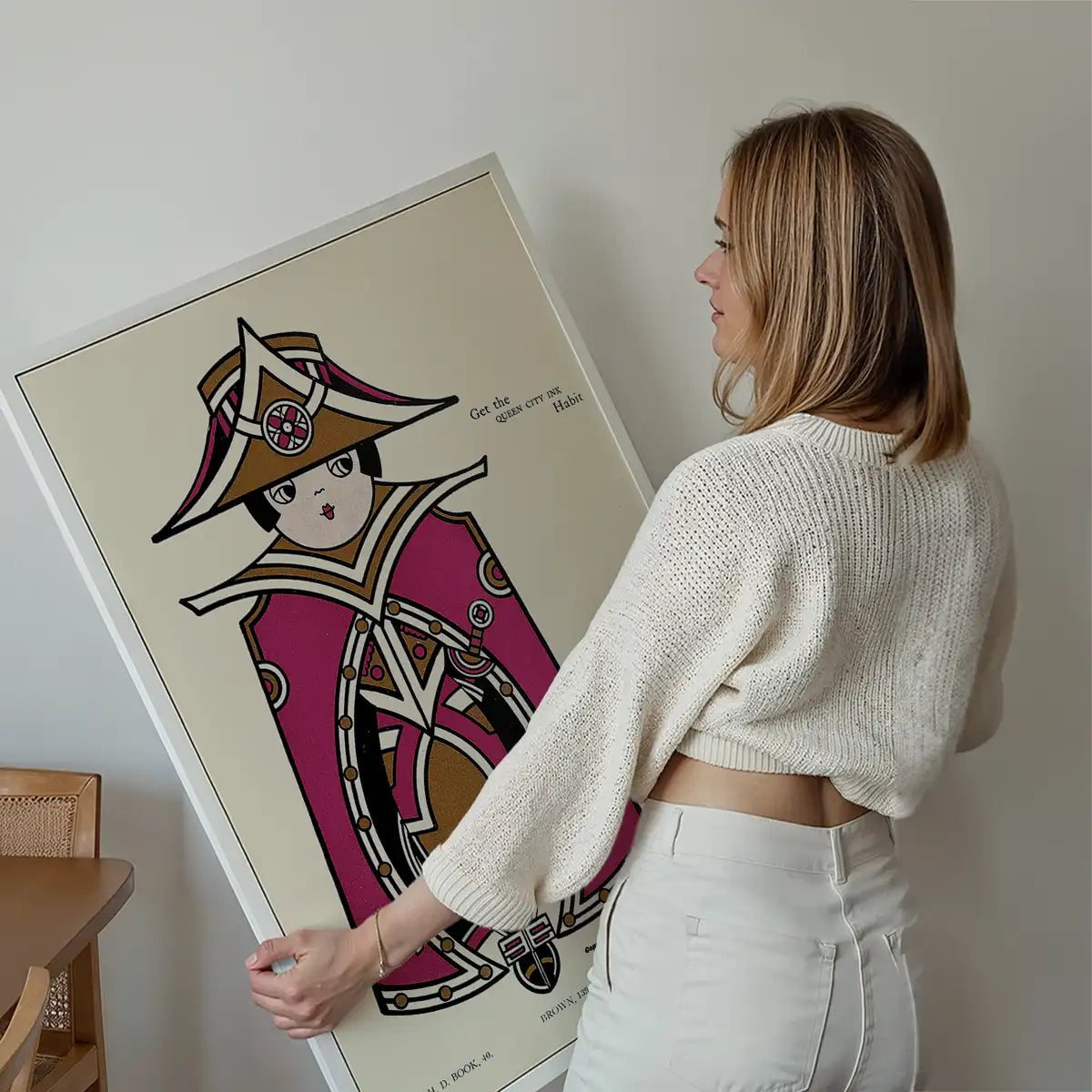 Queen City Printing Inks Vintage Poster - Brown & Magenta Queen Print