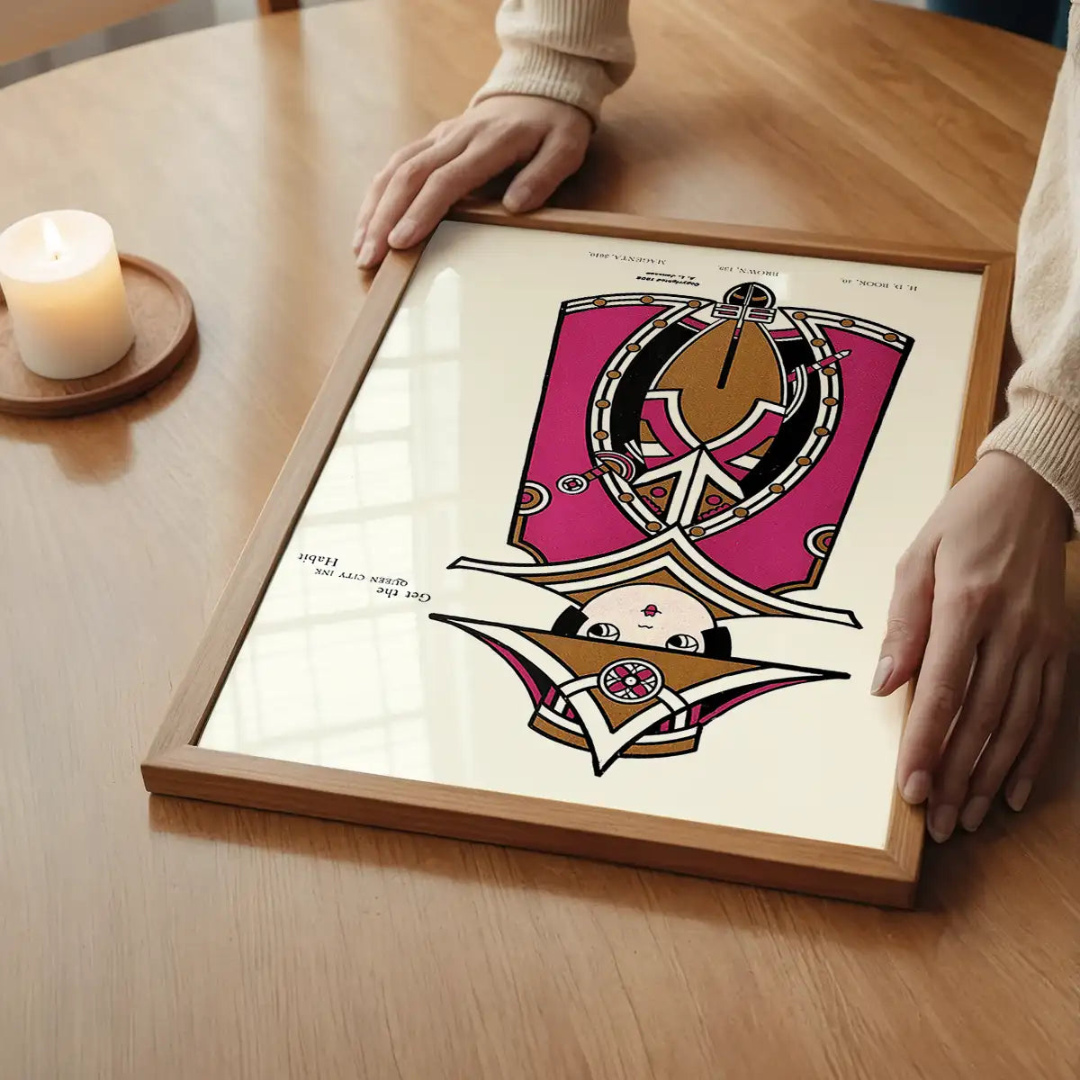 Queen City Printing Inks Vintage Poster - Brown & Magenta Queen Print