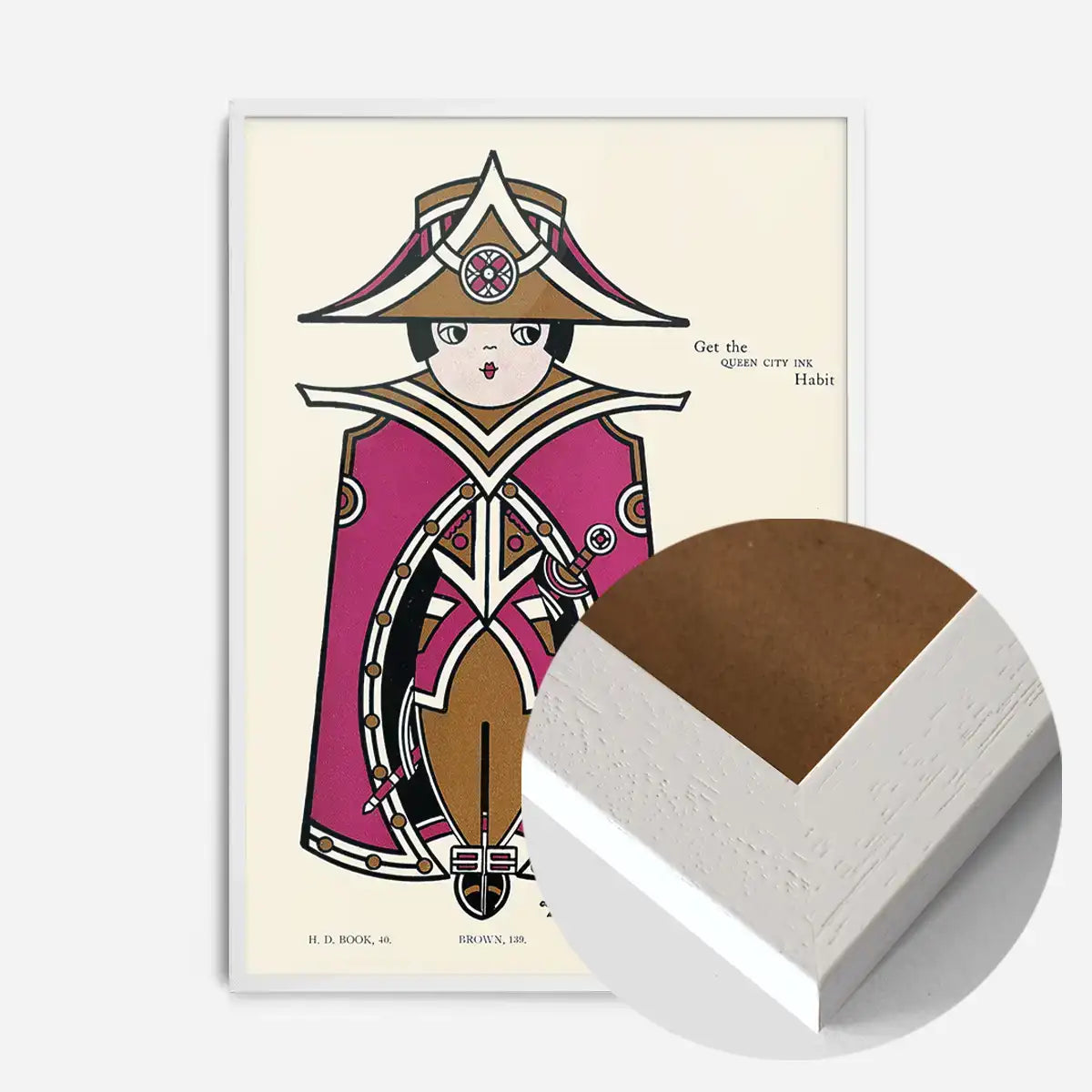 Queen City Printing Inks Vintage Poster - Brown & Magenta Queen Print