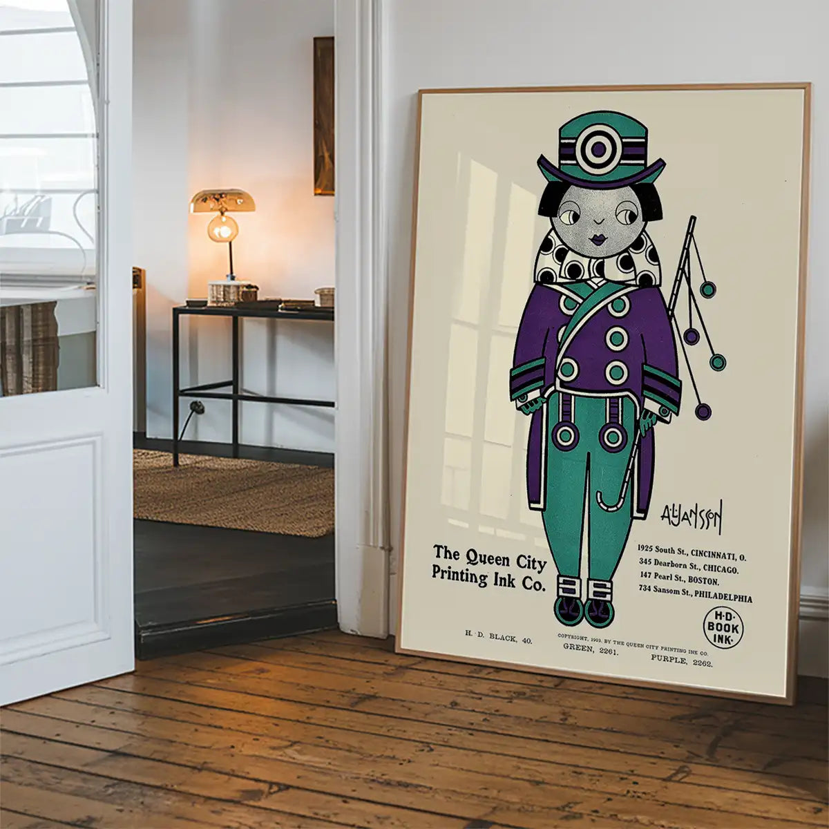 Queen City Printing Inks Vintage Poster - Purple & Green Print