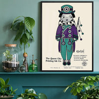 Queen City Printing Inks Vintage Poster - Purple & Green Print