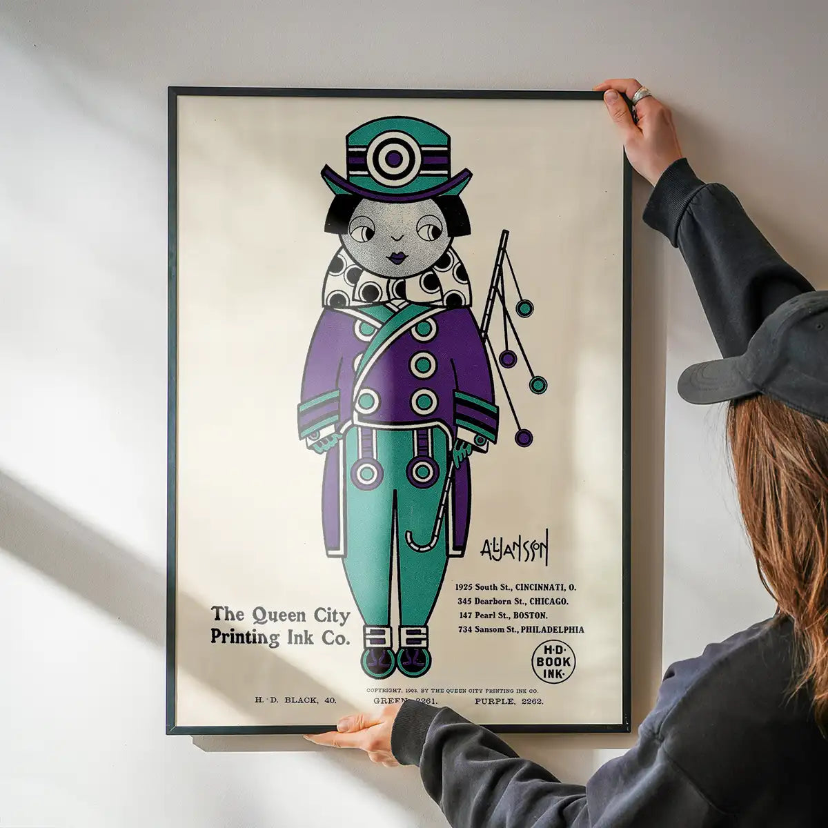 Queen City Printing Inks Vintage Poster - Purple & Green Print