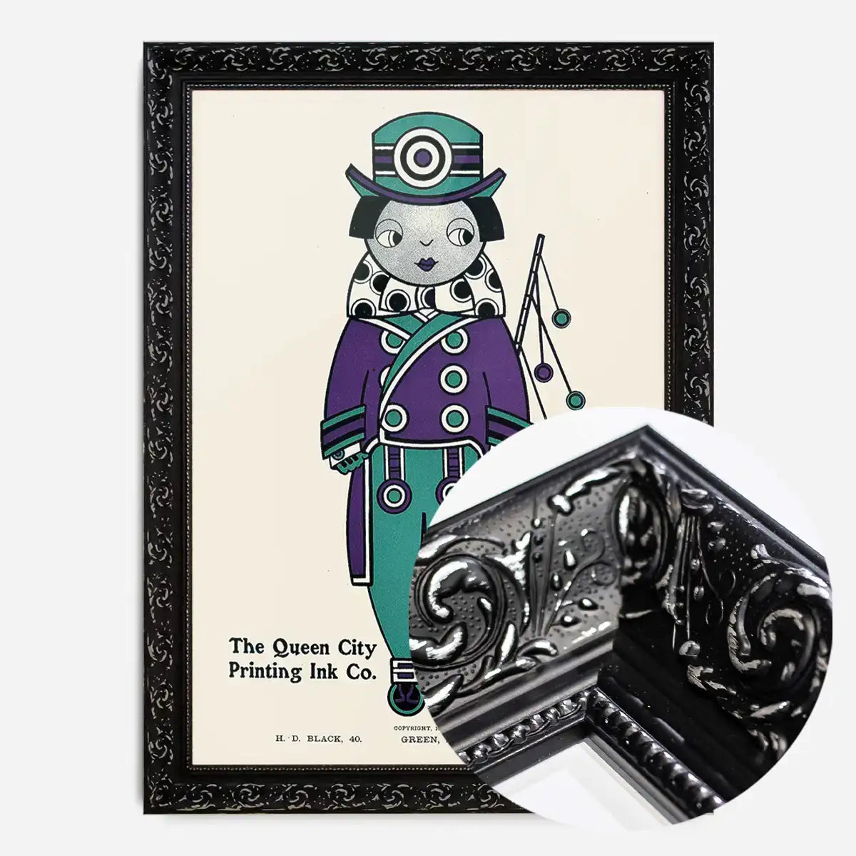 Queen City Printing Inks Vintage Poster - Purple & Green Print