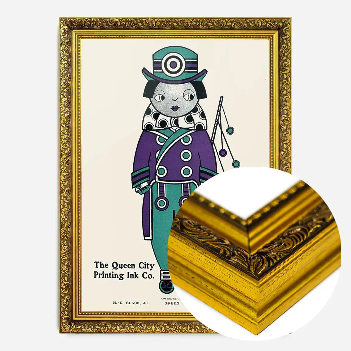 Queen City Printing Inks Vintage Poster - Purple & Green Print