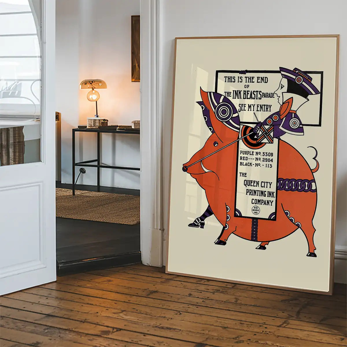 Queen City Printing Inks Vintage Poster - Pig Print
