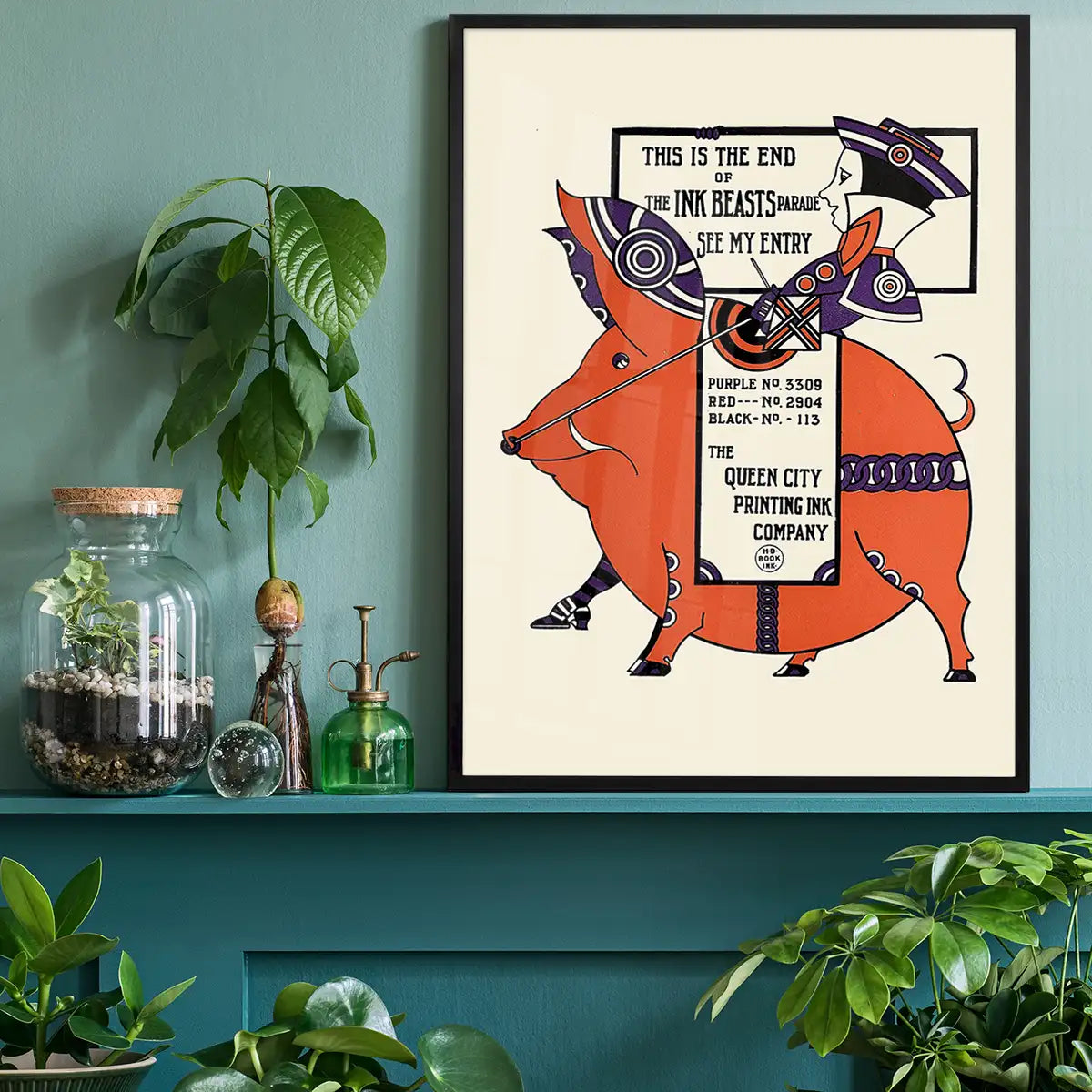 Queen City Printing Inks Vintage Poster - Pig Print