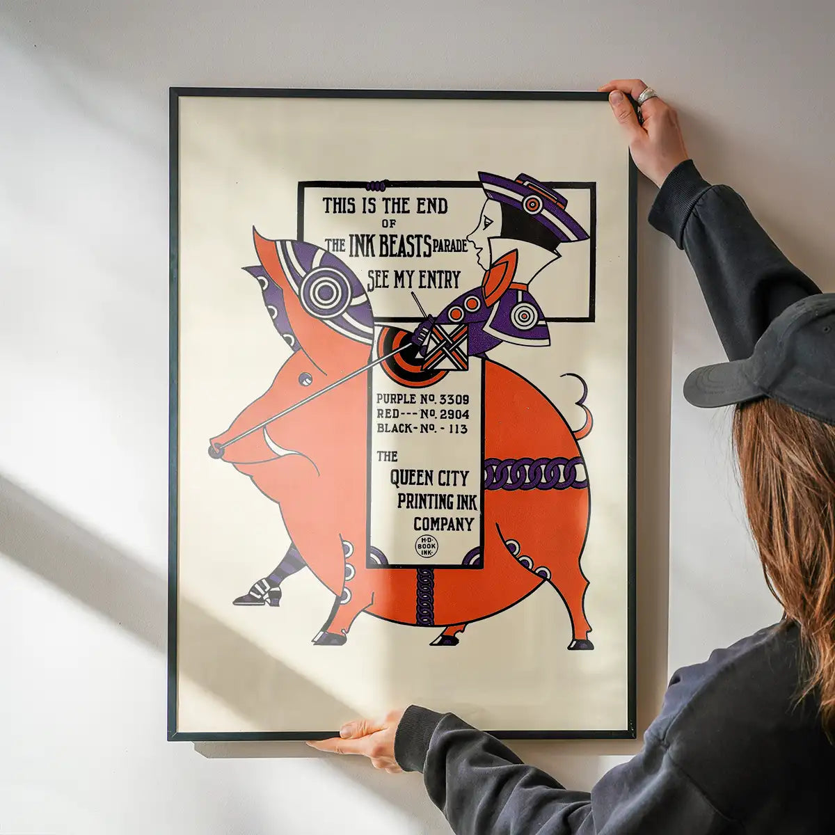Queen City Printing Inks Vintage Poster - Pig Print