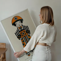 Queen City Printing Inks Vintage Poster - Orange Figure Print