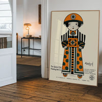 Queen City Printing Inks Vintage Poster - Orange Figure Print