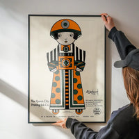Queen City Printing Inks Vintage Poster - Orange Figure Print