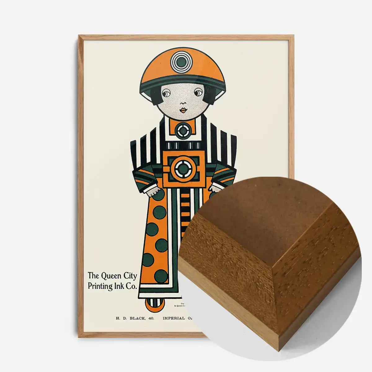 Queen City Printing Inks Vintage Poster - Orange Figure Print