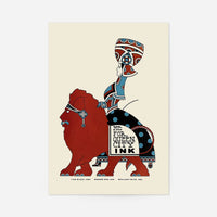 Queen City Printing Inks Vintage Poster - Red & Blue Lion Print