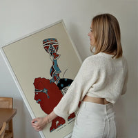 Queen City Printing Inks Vintage Poster - Red & Blue Lion Print