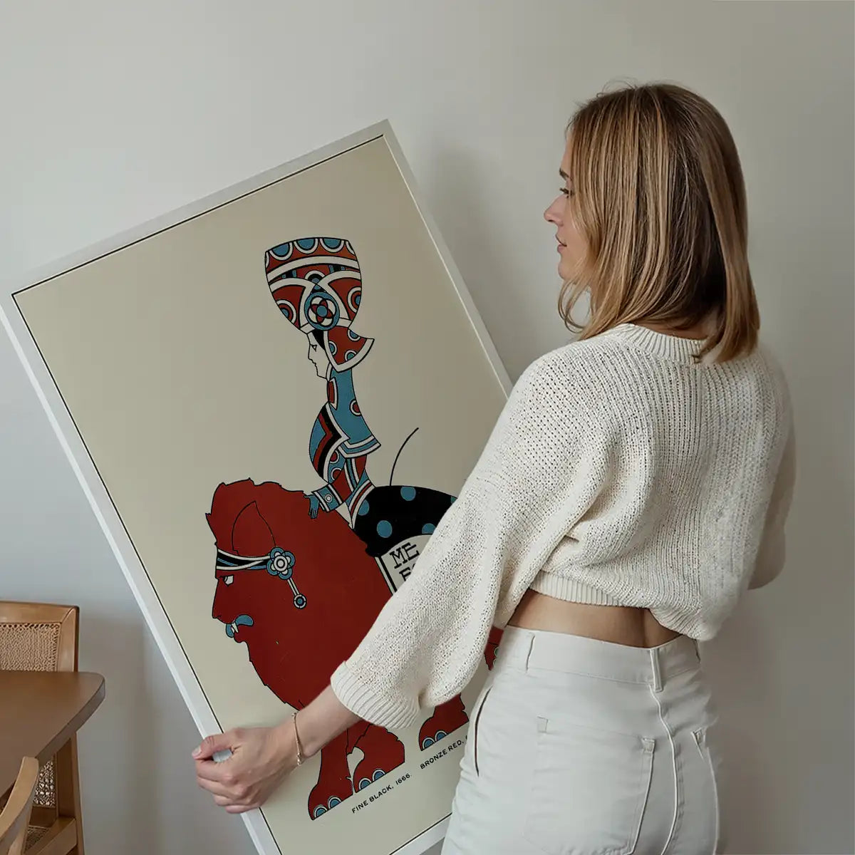 Queen City Printing Inks Vintage Poster - Red & Blue Lion Print