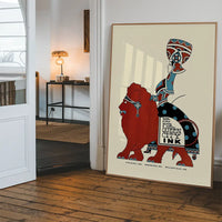 Queen City Printing Inks Vintage Poster - Red & Blue Lion Print