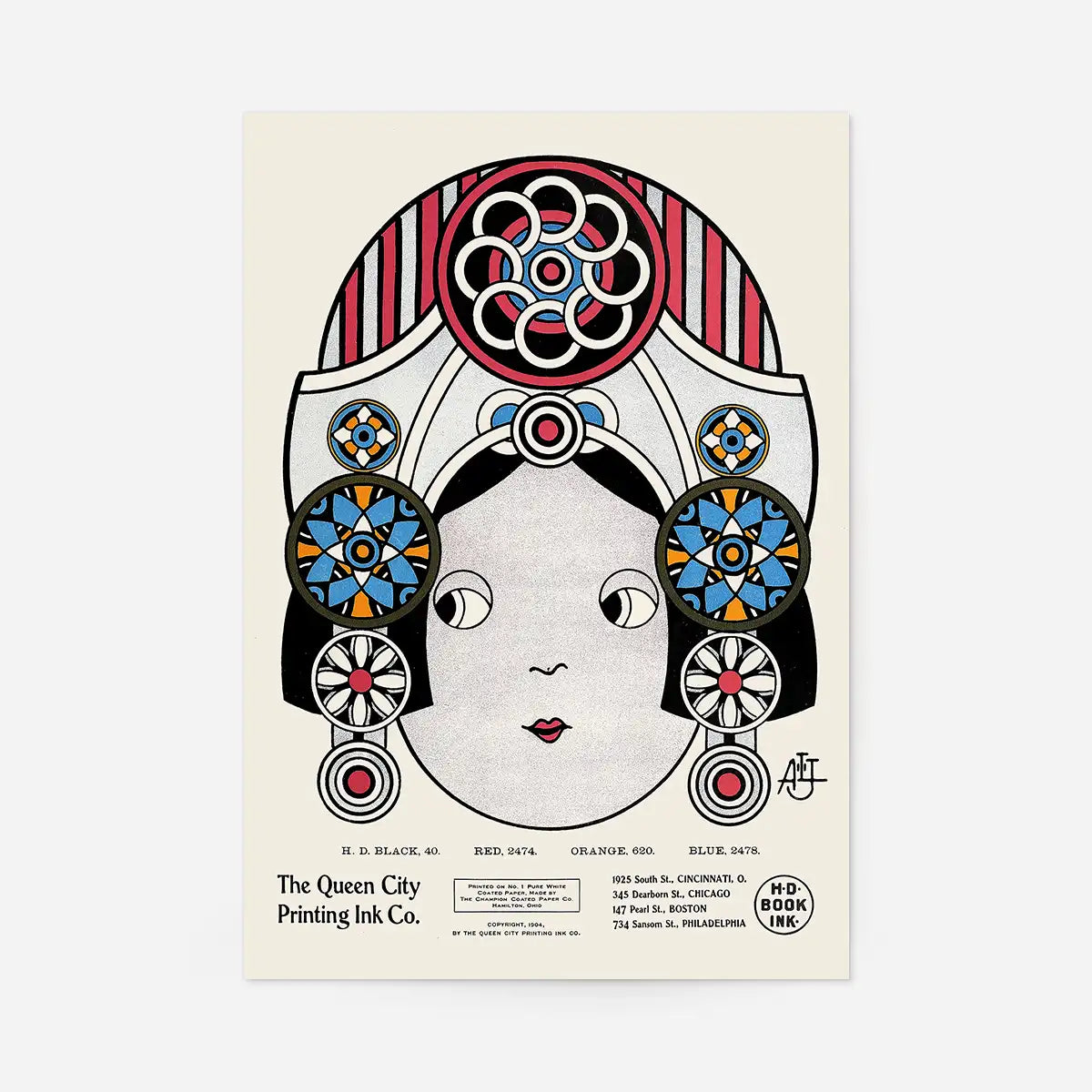 Queen City Printing Inks Vintage Poster - Large Head Print