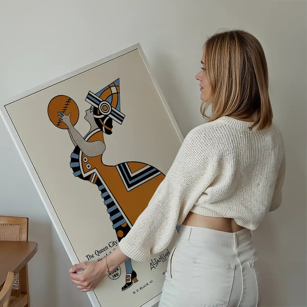Queen City Printing Inks Vintage Poster - Lady With Ball Print