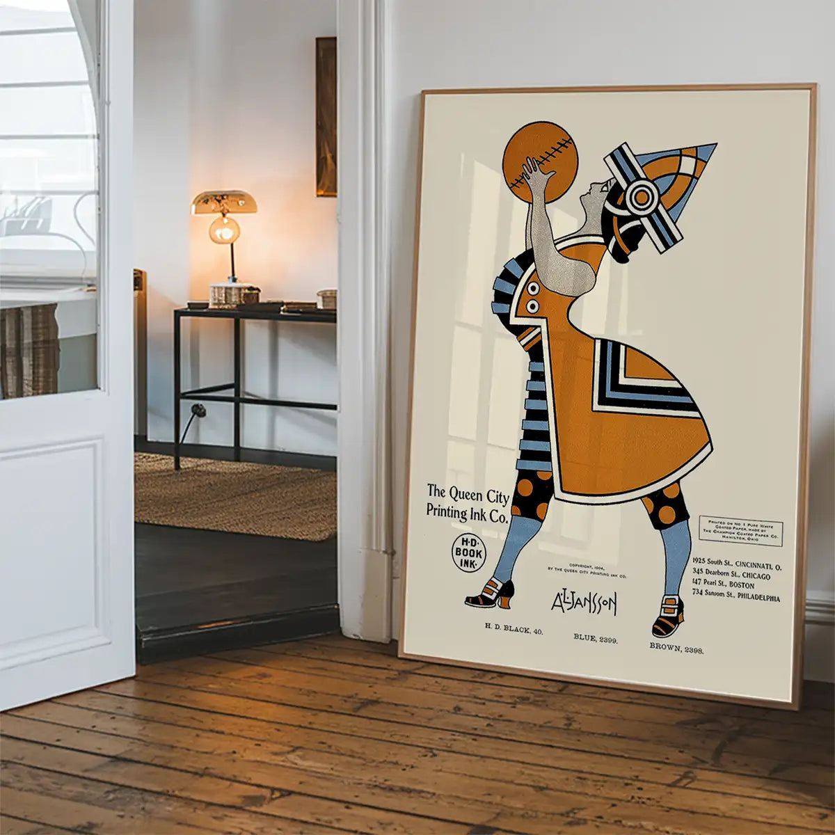 Queen City Printing Inks Vintage Poster - Lady With Ball Print