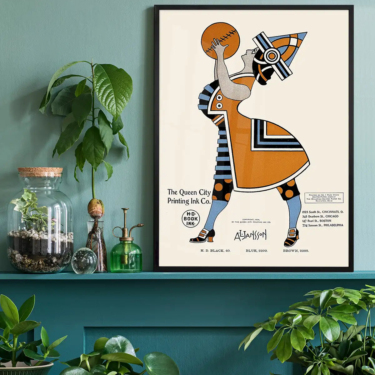 Queen City Printing Inks Vintage Poster - Lady With Ball Print