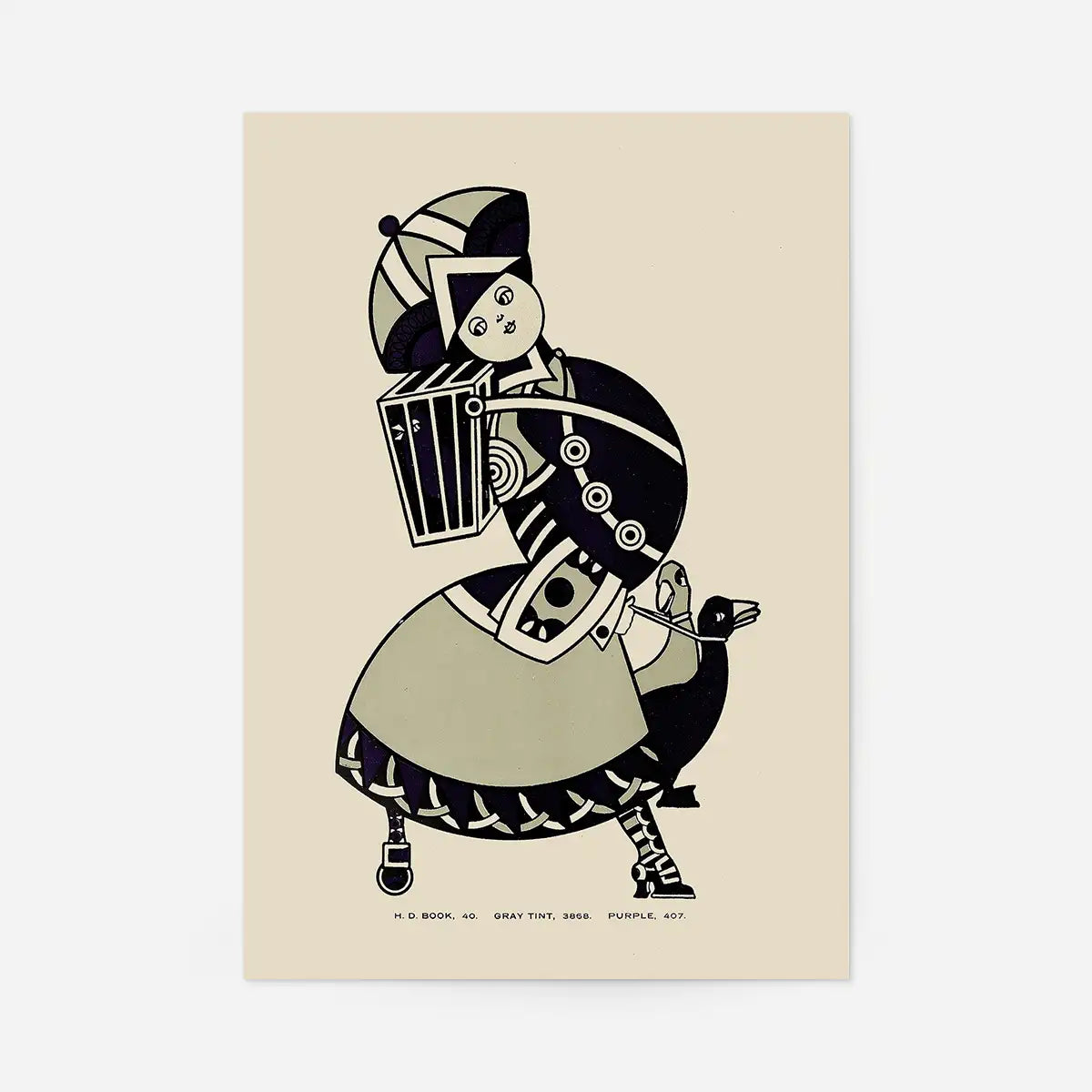 Queen City Printing Inks Vintage Poster - Lady In Grey Inks Print