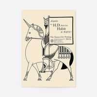 Queen City Printing Inks Vintage Poster - Black Line Drawing Knight Print